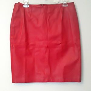 Newport News red leather skirt. Size 10.